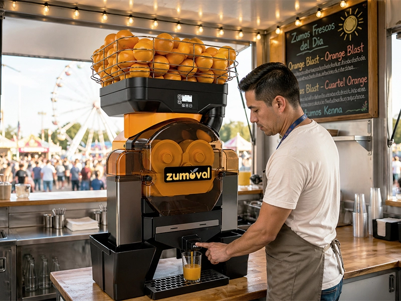 Succo appena spremuto in food truck ed eventi: quale macchina ti serve?